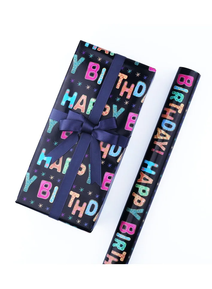 Playpro Set of 6pcs 50 x 70cm Navy Blue Birthday Wrapping Paper for Birthdays