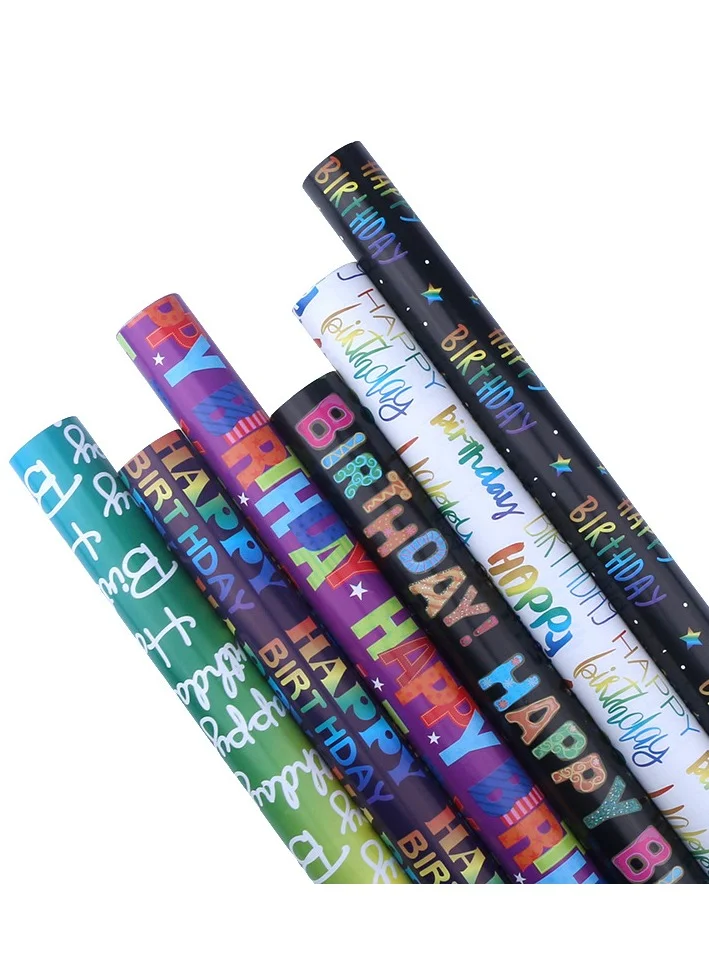 Playpro Set of 6pcs 50 x 70cm Navy Blue Birthday Wrapping Paper for Birthdays