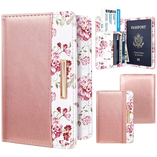 Coco Rossi Passport Holder Cover Travel RFID Blocking Passport Cover Cute Slim Passport Wallet with Elastic Band for Women - Image 3