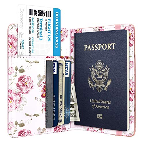 Coco Rossi Passport Holder Cover Travel RFID Blocking Passport Cover Cute Slim Passport Wallet with Elastic Band for Women - Image 2