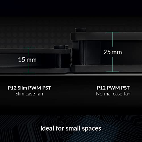 ARCTIC P12 Slim PWM PST - PC Fan, 120mm Case Fan with PWM Sharing Technology (PST), Pressure-optimised, Quiet Motor, Computer, Extra Slim, 300–2100 RPM - Black - Image 2