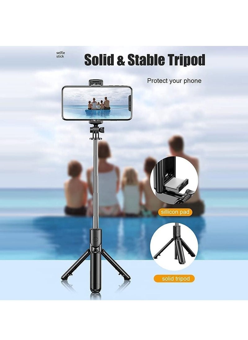 Generic - Selfie Stick Extendable Selfie Stick with Wireless Remote and Tripod Stand Portable Lightweight Compatible with iPhone Samsung Google OnePlus More - Image 1