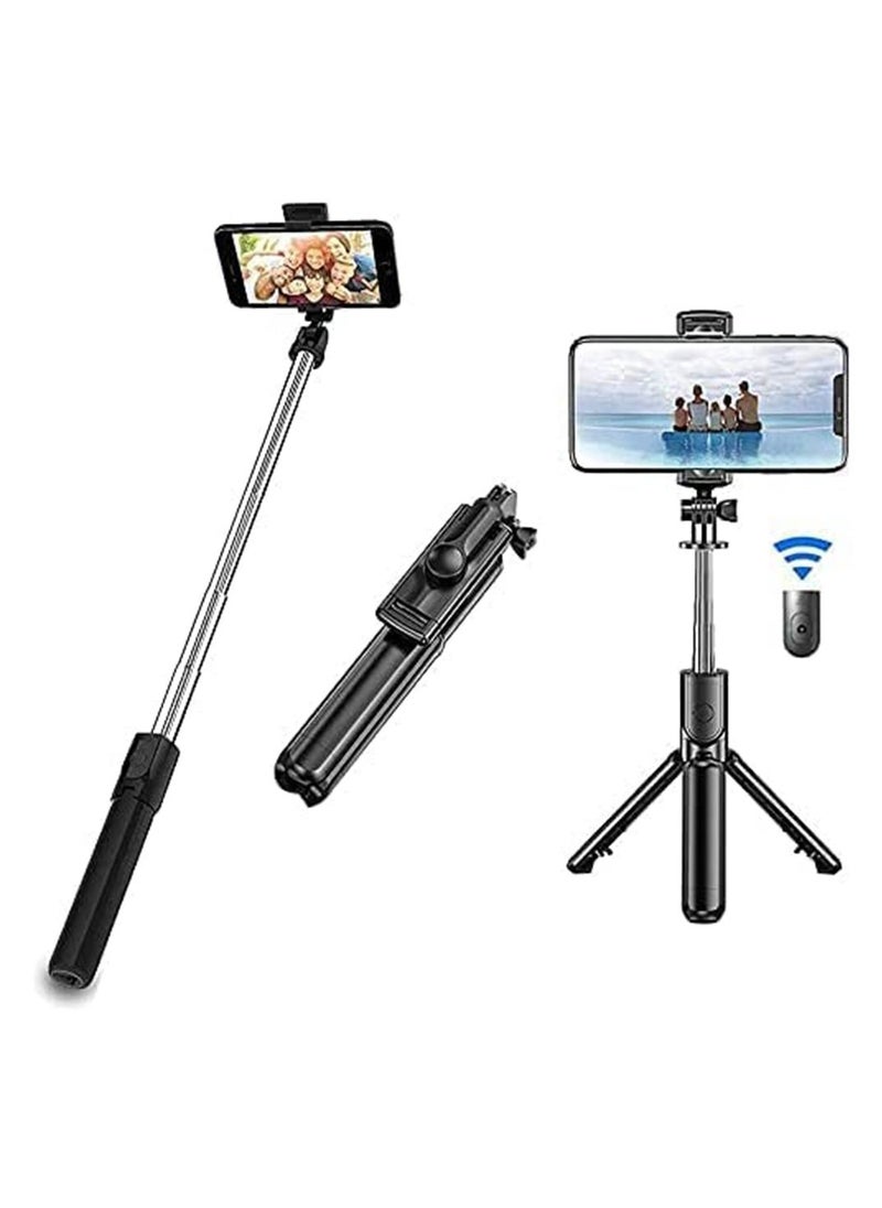 Generic - Selfie Stick Extendable Selfie Stick with Wireless Remote and Tripod Stand Portable Lightweight Compatible with iPhone Samsung Google OnePlus More - Image 1