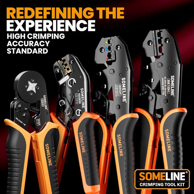 SOMELINE Crimping Pliers for Electrical Terminals, 0.34–6 mm² Self-Adjusting Ratchet Crimper, For Pre-Insulated Terminals, for Electrician, Automotive, and DIY - Image 5