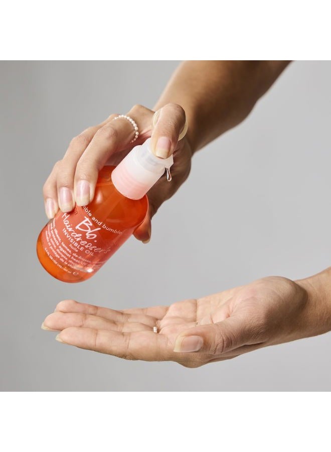 Bumble and Bumble زيت الشعر غير المرئي من صالون الحلاقة | زيت لتقليل التجاعيد، حماية من الحرارة، مضاد للتجاعيد + لمعة | للشعر المجعد، المموج، المستقيم | مع زيت الأركان، زيت جوز الهند + زيت بذور العنب، صغير، 0.85 أونصة سائلة - Image 4