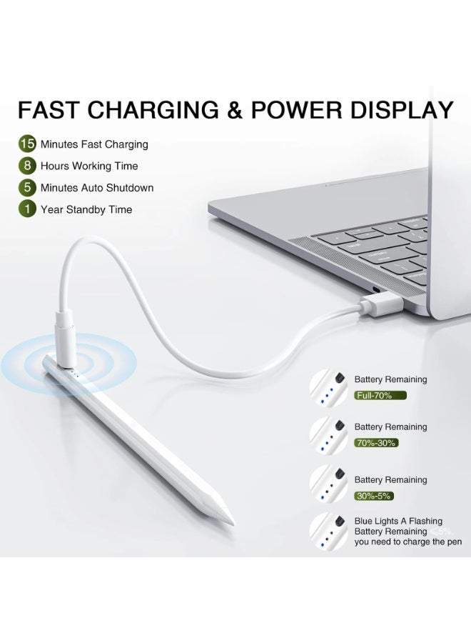 MOR IPad Pencil 2nd Generation with Magnetic Wireless/USB-C Charging and Palm Rejection, Stylus Pen Compatible with Apple iPad Pro 11" 1/2/3/4 & 12.9" 3/4/5/6, iPad Air 4/5, iPad mini 6 (White)  - Image 2