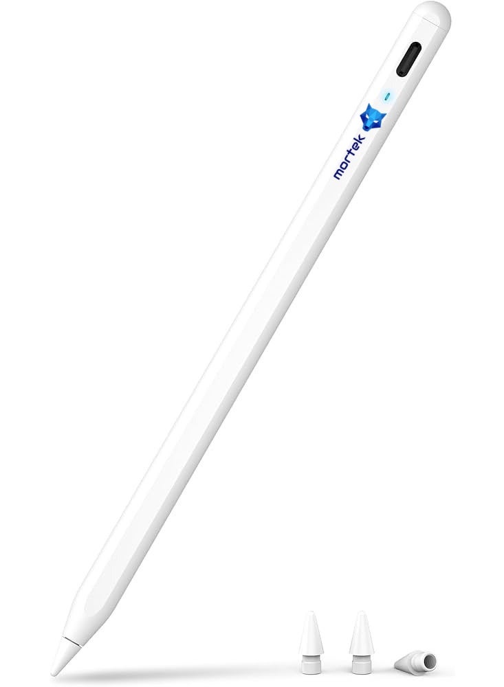 Mortek Pencil for Ipad 2nd Generation with Magnetic Wireless/USB-C Charging and Palm Rejection, Stylus Pen Compatible with Apple iPad Pro 11" 1/2/3/4 & 12.9" 3/4/5/6, iPad Air 4/5, iPad mini 6 (White) - Image 1