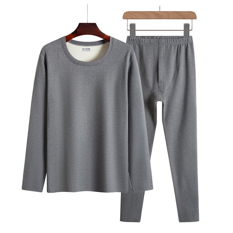 Two-Tone Thermal Underwear Set For Men, Constant Temperature V-Neck And Crew Neck, Non-Pilling, Skin-Friendly And Cold-Resistant - Image 4