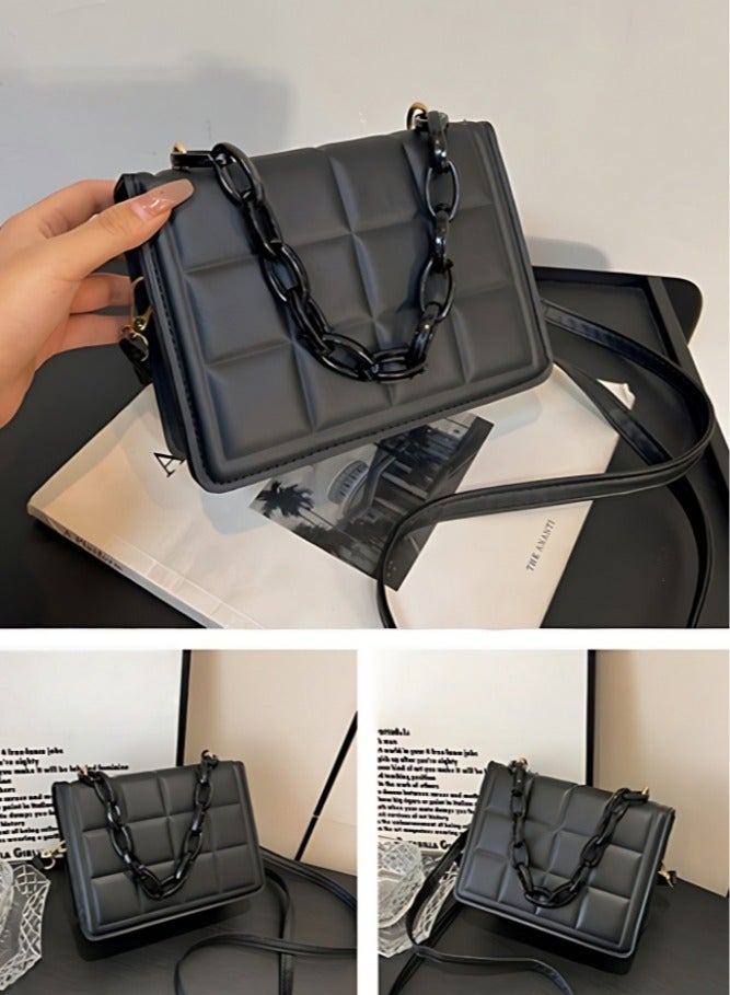 Women's Checkered Shoulder Bag, Ladies Large Capacity Crossbody Bag Sling Bag Side Bag Carry Bag, PU Leather Handbag Tote Bags Clutch Bag Satchel Bag Phone Bag Beach bag for Girls/College Students - Image 5