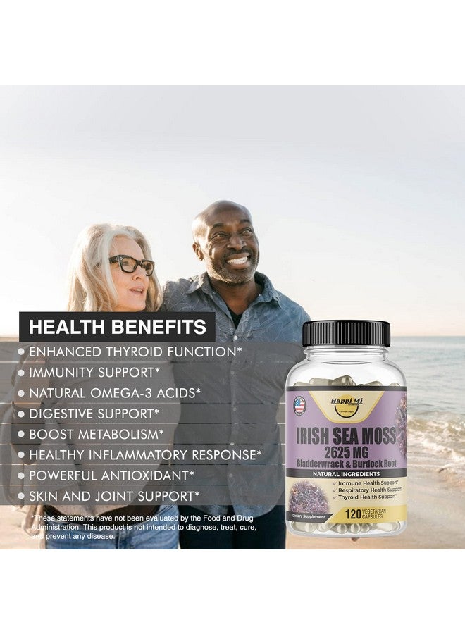 Happi Mi Nutrition طحالب البحر الأيرلندية 2625 ملغ لكل حصة طحالب البحر بالإضافة إلى بلادرواك وجذر البرودوك تم جمعها يدويًا دعم صحة الأمعاء دعم الهضم دعم المناعة والرفاهية العامة 120 كبسولة نباتية - Image 5