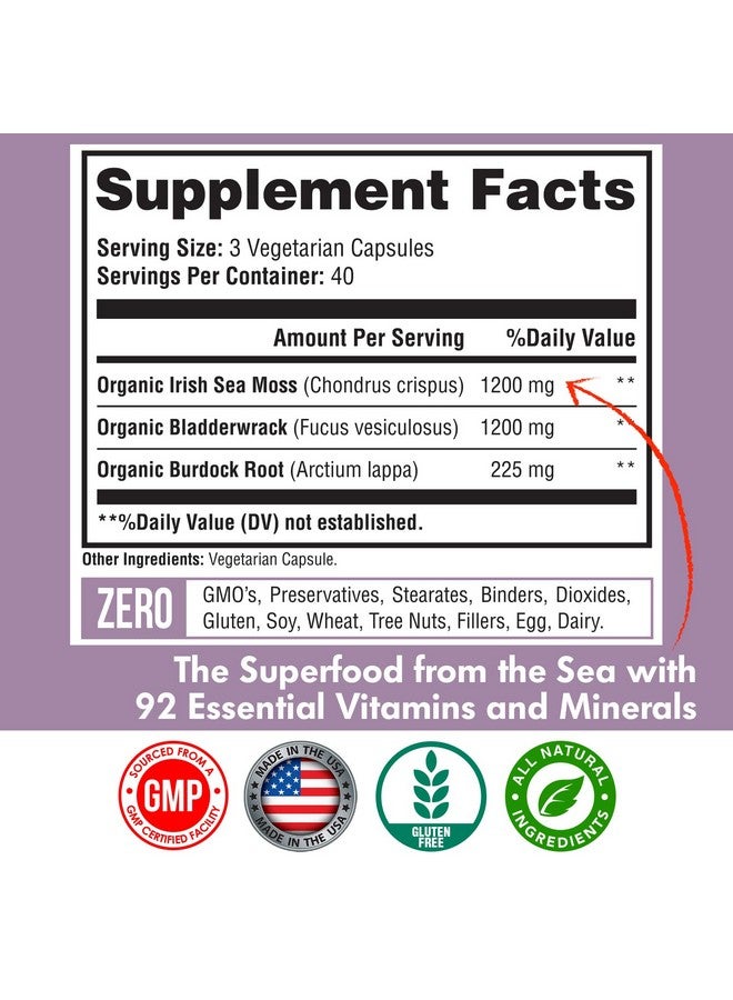 Happi Mi Nutrition طحالب البحر الأيرلندية 2625 ملغ لكل حصة طحالب البحر بالإضافة إلى بلادرواك وجذر البرودوك تم جمعها يدويًا دعم صحة الأمعاء دعم الهضم دعم المناعة والرفاهية العامة 120 كبسولة نباتية - Image 3