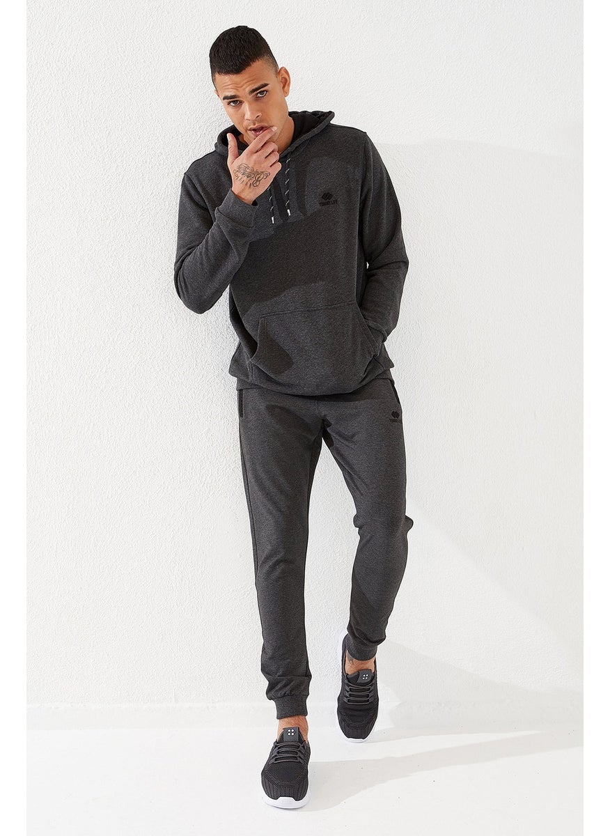 Tommy Life Anthracite Melange Men's Kangaroo Pocket Standard Pattern Hooded SWEATSHIRT-87872  - Image 3