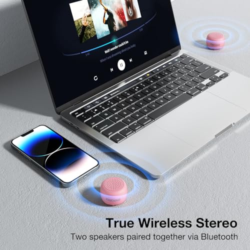 MOMOHO Small Bluetooth Speaker,Mini Tiny Wireless with Remote Shutter, TWS Pairing, Built-in Mic, Portable Bluetooth Speaker for Outdoor and Indoor (Barbie Pink) - Image 3