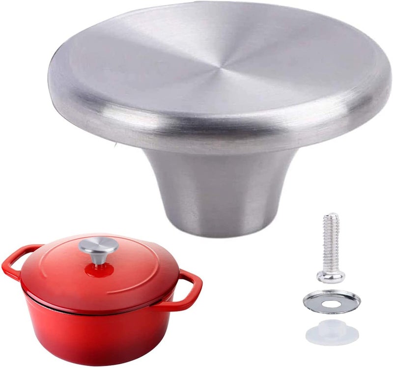 ILOVYO Dutch Oven Knob Stainless Steel Replacement Handle for Le Creuset,Aldi,Lodge and Other Enameled Cast-Iron Dutch Oven Pot Lid Knob Replacement(Silver 1 Set) - Image 1