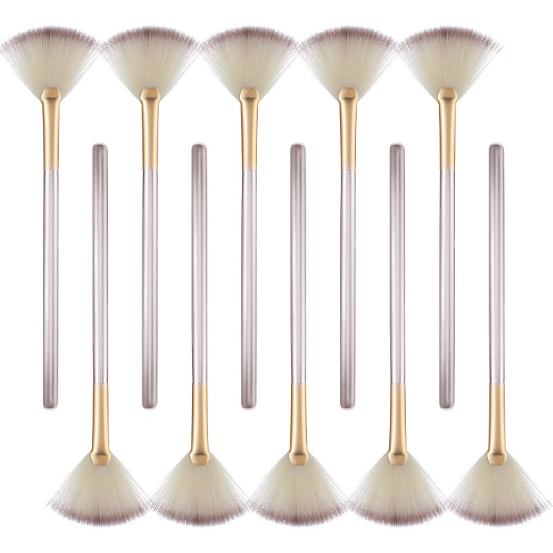 Prasacco 10 Pcs Fan Brushes for Facials, Fan Mask Brushes, Soft Facial Brushes Applicator for Mask Mud Cream Makeup Estheticians - Image 1