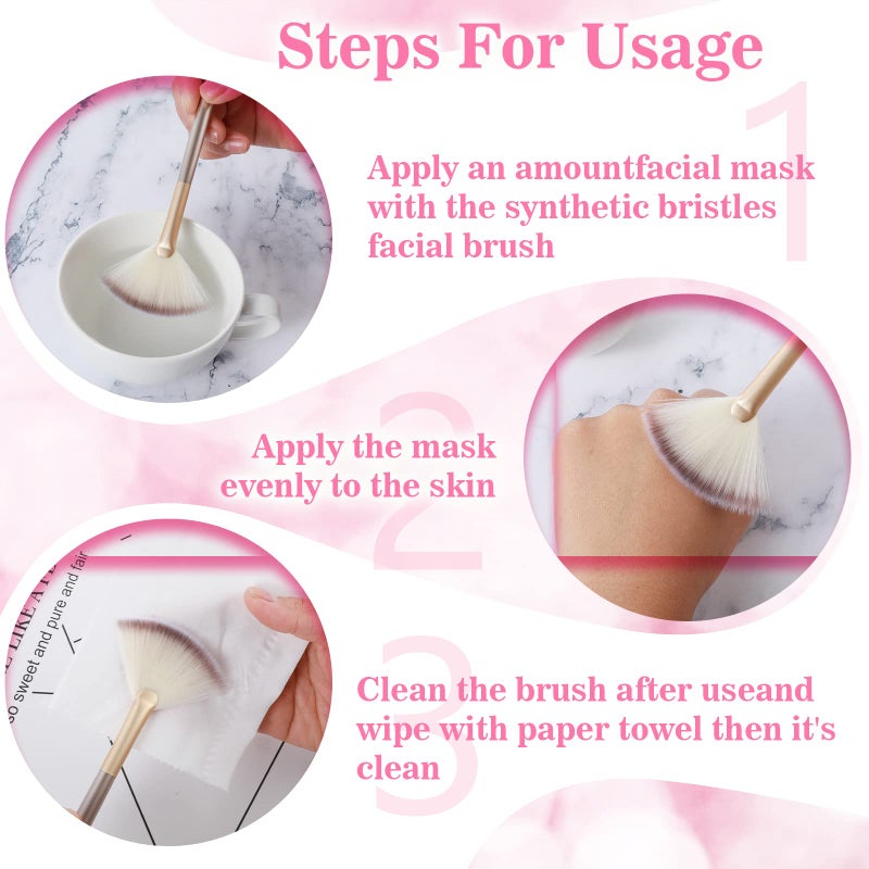 Prasacco 10 Pcs Fan Brushes for Facials, Fan Mask Brushes, Soft Facial Brushes Applicator for Mask Mud Cream Makeup Estheticians - Image 4