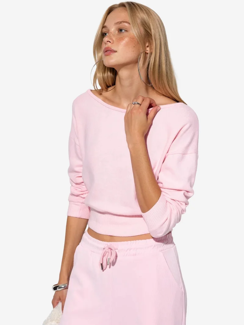 بوسيم BUSEM Women's Cropped Crew Neck Sweatshirt