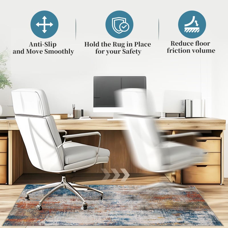 Lreedy Office Chair Mat for Hardwood Floor & Tile Floor,36"X 48" Heavy Duty Desk Chair Mat for Hard Floors, Under Desk Rug for Rolling Computer Chair,Anti Slip,Low Pile Carpet Floor Protector-Abstract Multii - Image 5