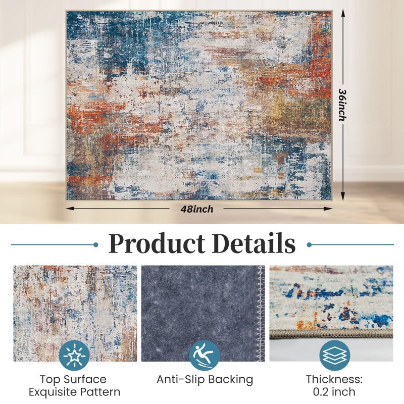 Lreedy Office Chair Mat for Hardwood Floor & Tile Floor,36"X 48" Heavy Duty Desk Chair Mat for Hard Floors, Under Desk Rug for Rolling Computer Chair,Anti Slip,Low Pile Carpet Floor Protector-Abstract Multii - Image 2