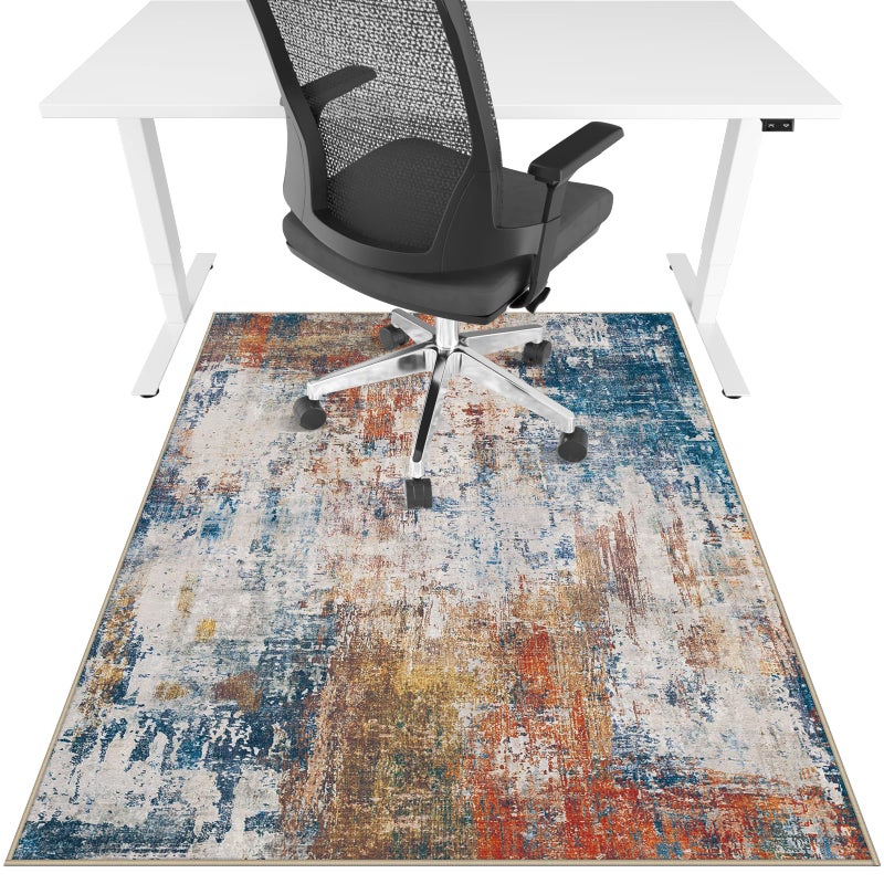Lreedy Office Chair Mat for Hardwood Floor & Tile Floor,36"X 48" Heavy Duty Desk Chair Mat for Hard Floors, Under Desk Rug for Rolling Computer Chair,Anti Slip,Low Pile Carpet Floor Protector-Abstract Multii - Image 1