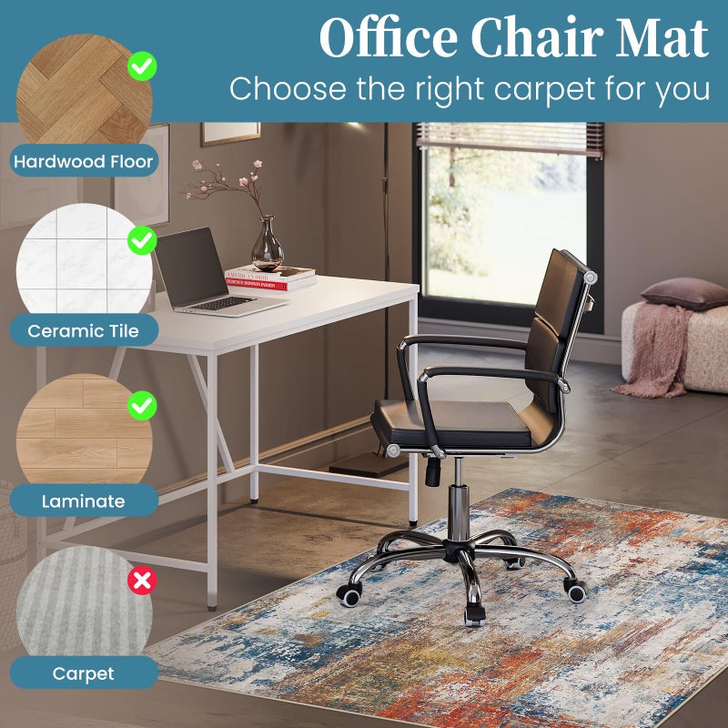 Lreedy Office Chair Mat for Hardwood Floor & Tile Floor,36"X 48" Heavy Duty Desk Chair Mat for Hard Floors, Under Desk Rug for Rolling Computer Chair,Anti Slip,Low Pile Carpet Floor Protector-Abstract Multii - Image 3