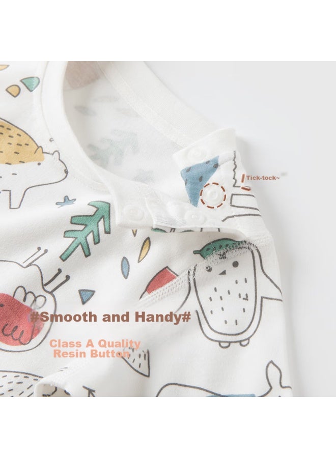 Good bear Cute Bear Boys And Girls Baby Long Sleeve Long Pants Underwear Set Autumn And Winter Baby Children's Pajamas Home Clothes Separated Two-piece Set - Image 4