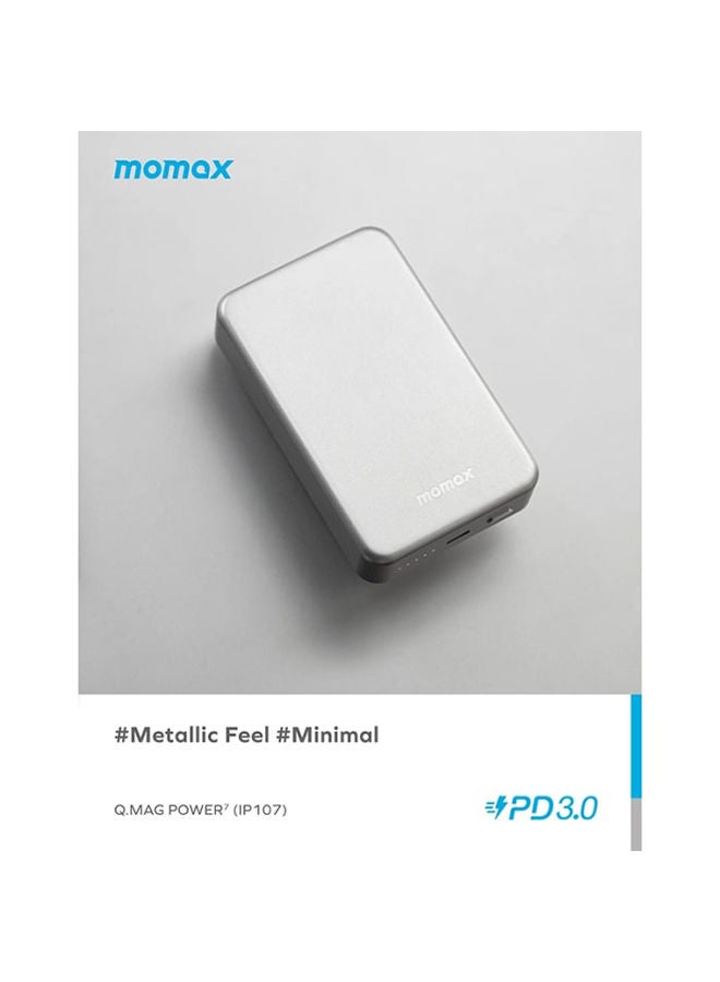 Momax Q.Mag Magnetic Wireless Battery Pack 10000mAh - Silver - Image 4