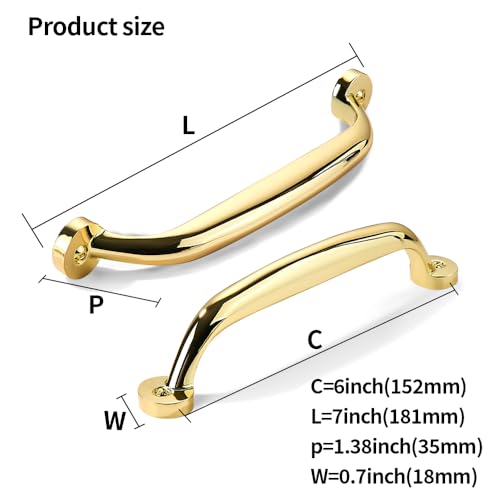 CABDM 10 Pack 6 inch Hole Center Polished Brass Cabinet Pulls Heavy Duty Solid Drawer Hardware Handles Kitchen Vanity Bathroom Handles - Image 3