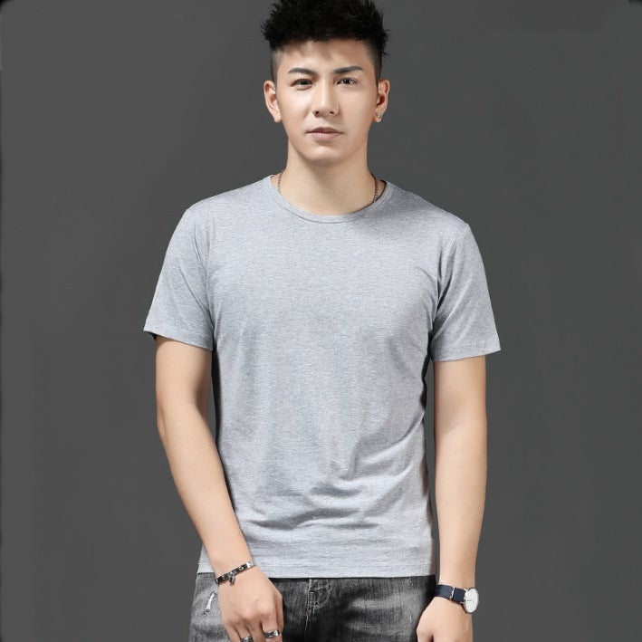 Short-Sleeved T-Shirt Men'S Pure White Slim-Fit Top T-Shirt Pure Color Half-Sleeved Plus Size Couple'S Base-Layer Shirt Inner T-Shirt - Image 4