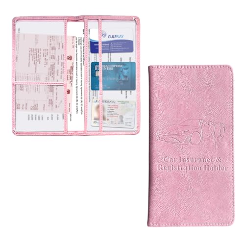 Kewucn Car Registration and Insurance Holder Leather Auto Glove Box Organizer with Magnetic Shut Vehicle Compartment Accessories Case for Cards Driver License Essential Documents - Image 1