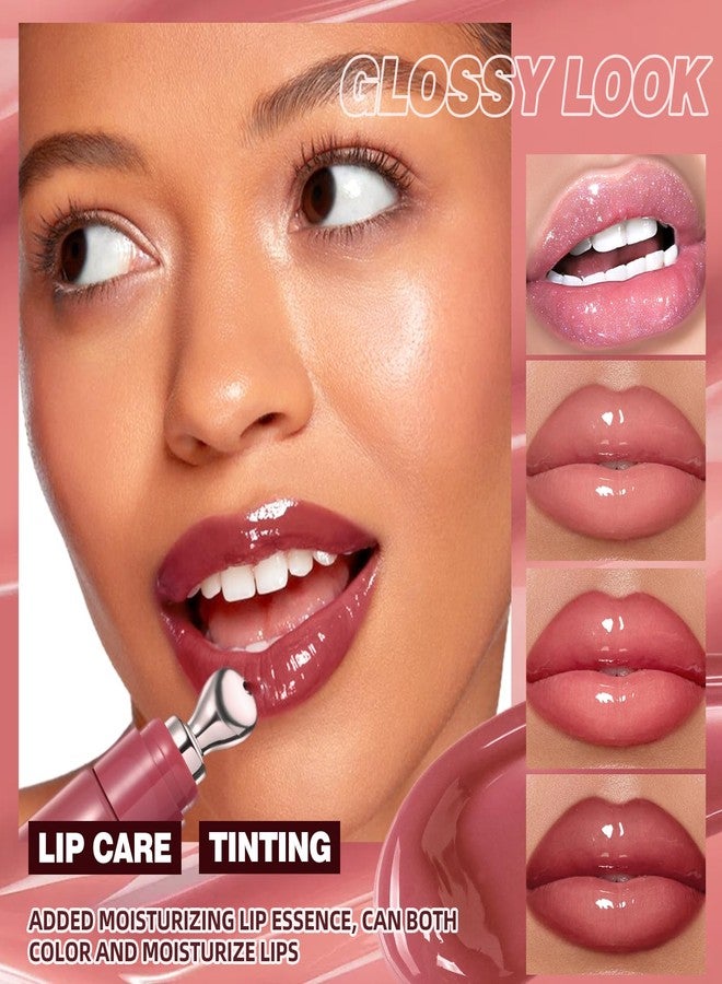 DENESTUP Hydrating Lip Gloss Lip Jam Set, Tinted Lip Gloss Plumping Glossy Jelly Liquid Lipstick Glitter Lipgloss High Shine Lipgloss for Women (4 Colors Set) - Image 4