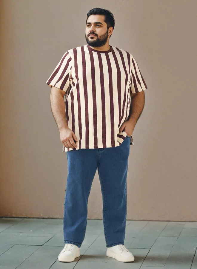 Splash FAV Plus Size Striped Crew Neck T-shirt