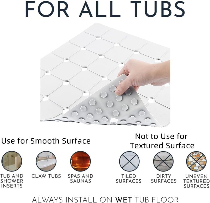 MeimeiDe Shower Mat Non Slip 21"x21" Silicone Foldable Bath Mat with Suction Cups & Drain Holes, Odorless, Eco-Friendly & Durable, Machine Washable Shower Stall Mat for Adults, Seniors White - Image 3