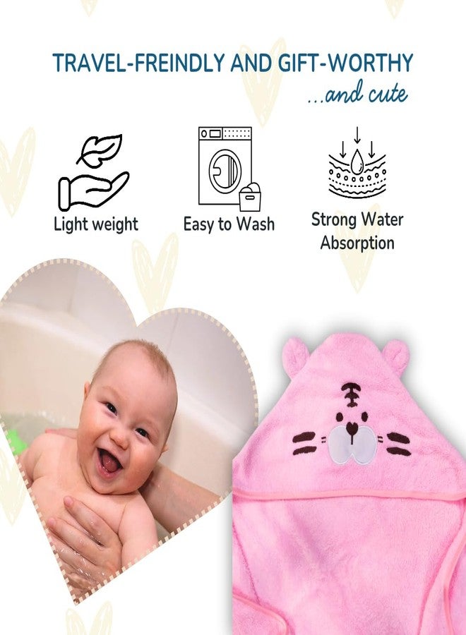 RV Mart Baby Hooded Bath Towel Soft 100% Cotton Super Absorbent Wrap Bathrobe Style Tiger Pink for Newborns Infant & Toddlers Boys and Girls - Image 5