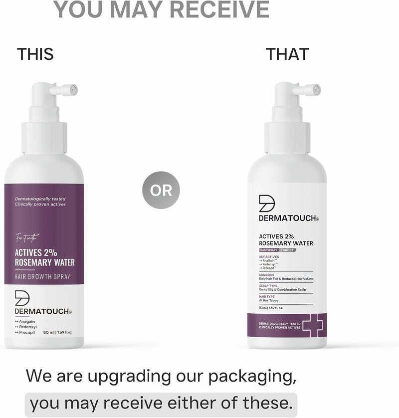 DERMATOUCH Rosemary Hair Spray (50 ml) with 2% Actives – Redensyl, Anagain & Procapil. Controls hair fall, boosts growth, adds shine & strengthens hair. (Pack of 2) - Image 2
