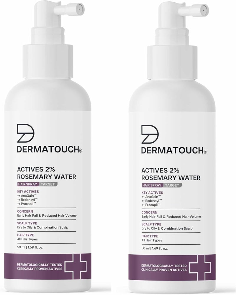 DERMATOUCH Rosemary Hair Spray (50 ml) with 2% Actives – Redensyl, Anagain & Procapil. Controls hair fall, boosts growth, adds shine & strengthens hair. (Pack of 2) - Image 1