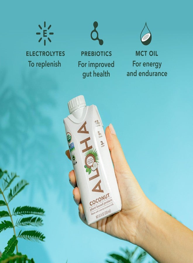 ALOHA Organic Plant-Based Protein Drink - Coconut Flavor | 18g Protein, 5g Sugar, 3g Fiber | Made with Creamy Coconut Milk, Fair Trade Certified, No Stevia | Vegan, Non-GMO, Gluten-Free, 11 fl oz (12 Pack) - Image 2