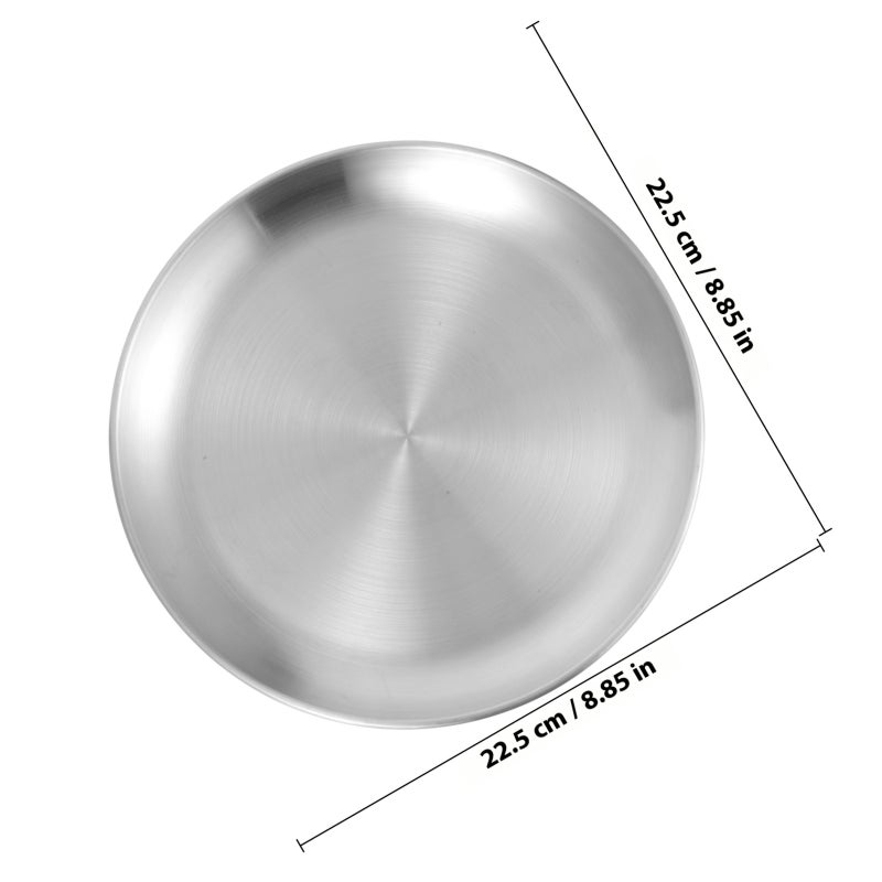 1Pc Stainless Steel Bakeware Round Pan Dish Plate Cuisine Storage Plate - Image 2