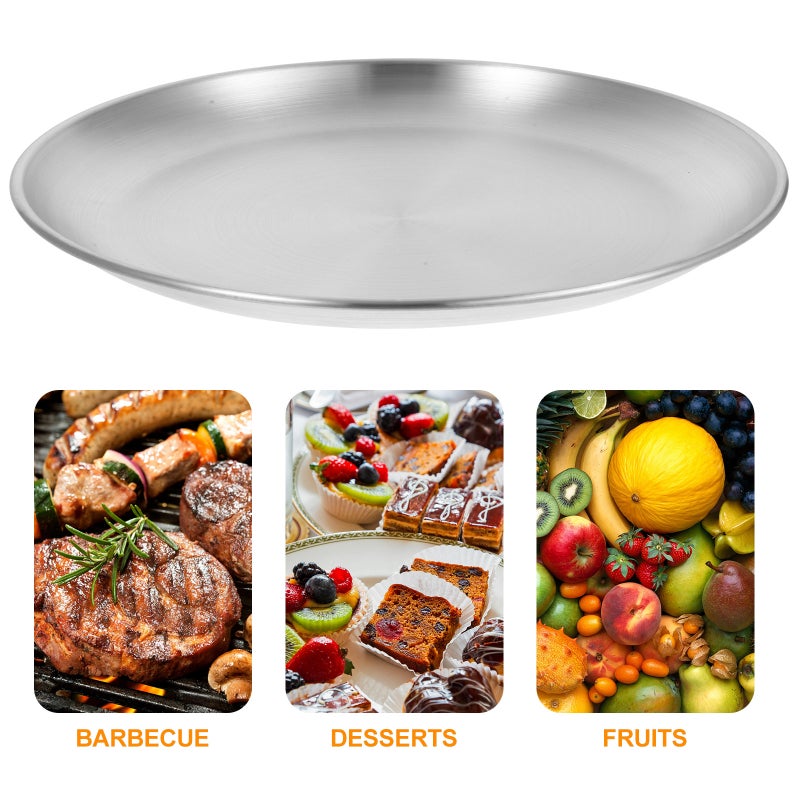 1Pc Stainless Steel Bakeware Round Pan Dish Plate Cuisine Storage Plate - Image 5