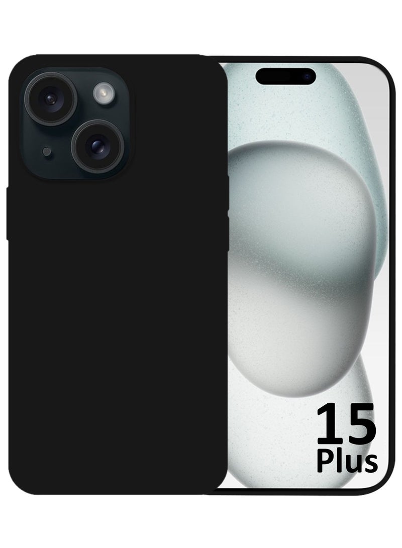Silicone Case Cover for Apple iPhone 15 Plus, Slim Protective Cover with Microfiber Lining, Drop Protection - Black - Image 2