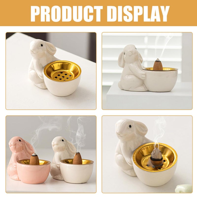حامل مباخر أرنب من السيراميك الأبيض لعطر المنزل وديكور الطاولة - Image 5