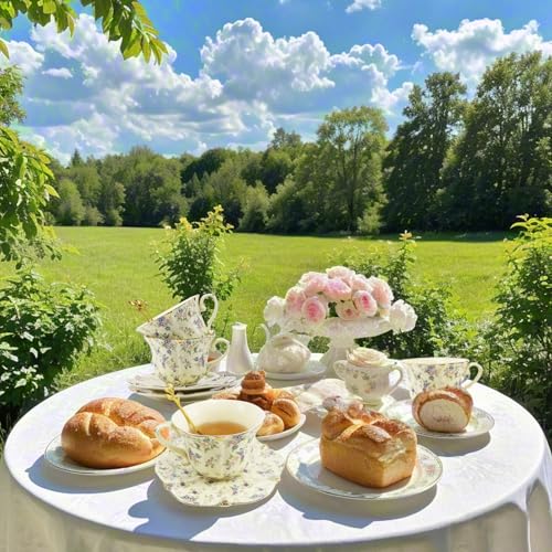 TATSUMI Country Roses Bone China Tea Cup and Saucer Set, 6 Pieces, Vintage Style, For Women and Tea Parties（Yellow,2 Sets） - Image 5