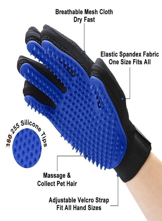 WeTest 1 Pair Pet Grooming Glove - Gentle Deshedding Brush Glove - Efficient Pet Hair Remover Mitt - Enhanced Five Finger Design - Perfect For Dog & Cat with Long & Short Fur, Blue - Image 2