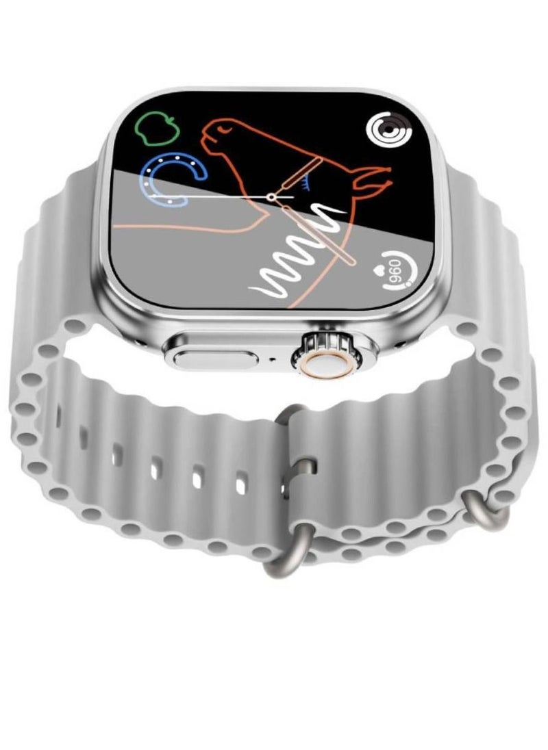 Zoom Plus - Watch 8 Ultra Bluetooth Calling Fitness Tracker With Heart Rate Sleep Monitor Smart Watch Silver/Grey - Image 1