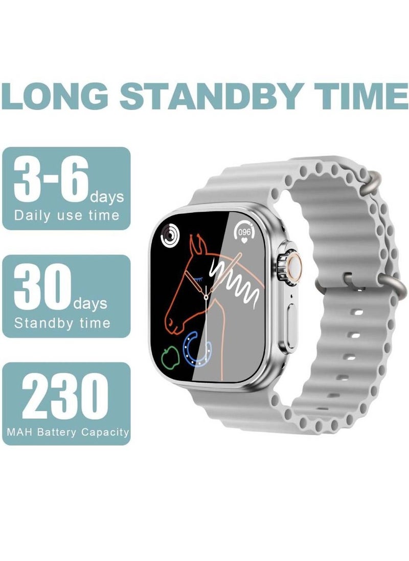 Zoom Plus - Watch 8 Ultra Bluetooth Calling Fitness Tracker With Heart Rate Sleep Monitor Smart Watch Silver/Grey - Image 1