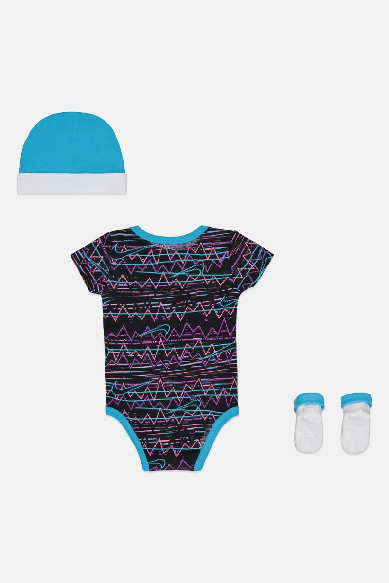 Nike Toddlers Boy 3 Piece Bodysuit And Socks With Bennie Hat Set, Multicolor - Image 3