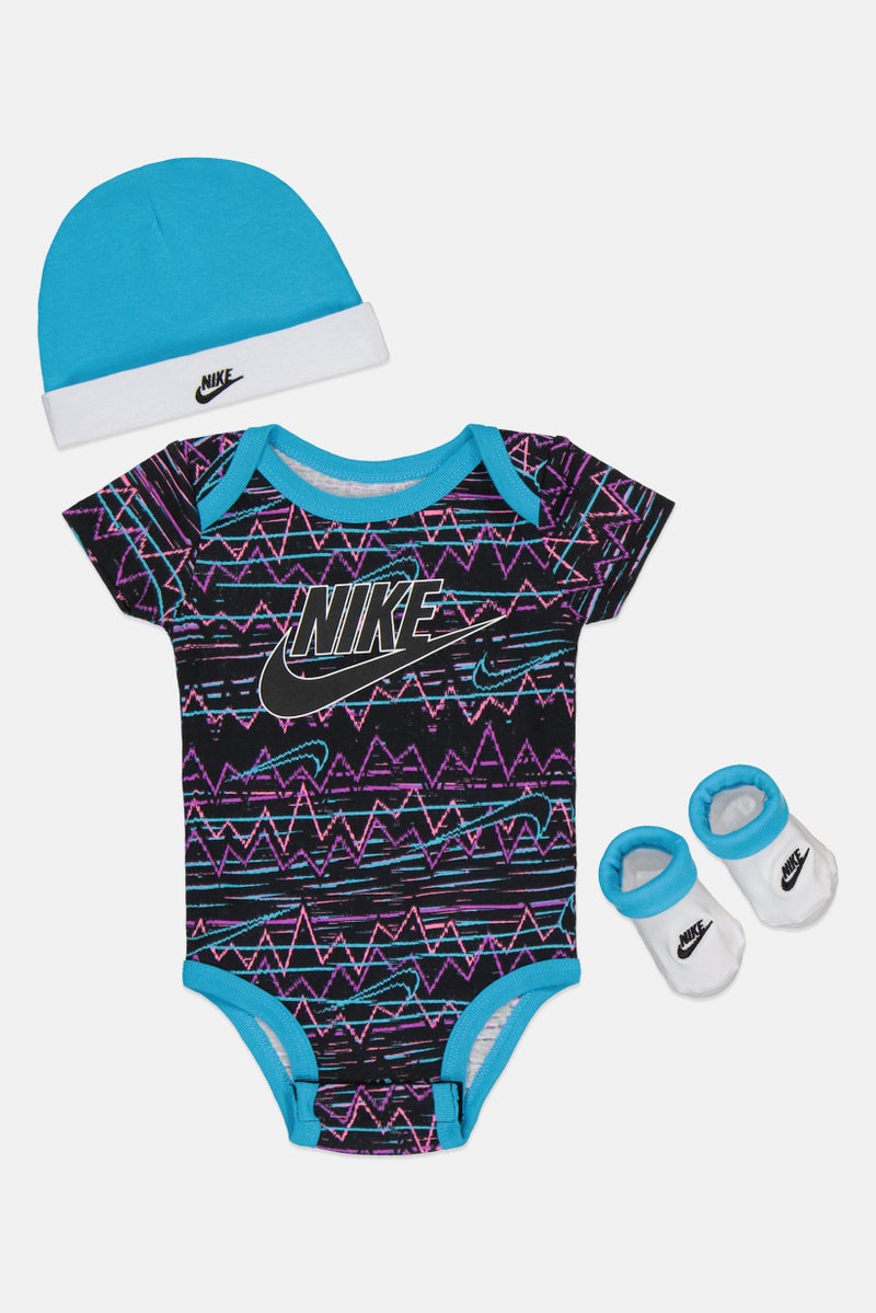 Nike Toddlers Boy 3 Piece Bodysuit And Socks With Bennie Hat Set, Multicolor - Image 4