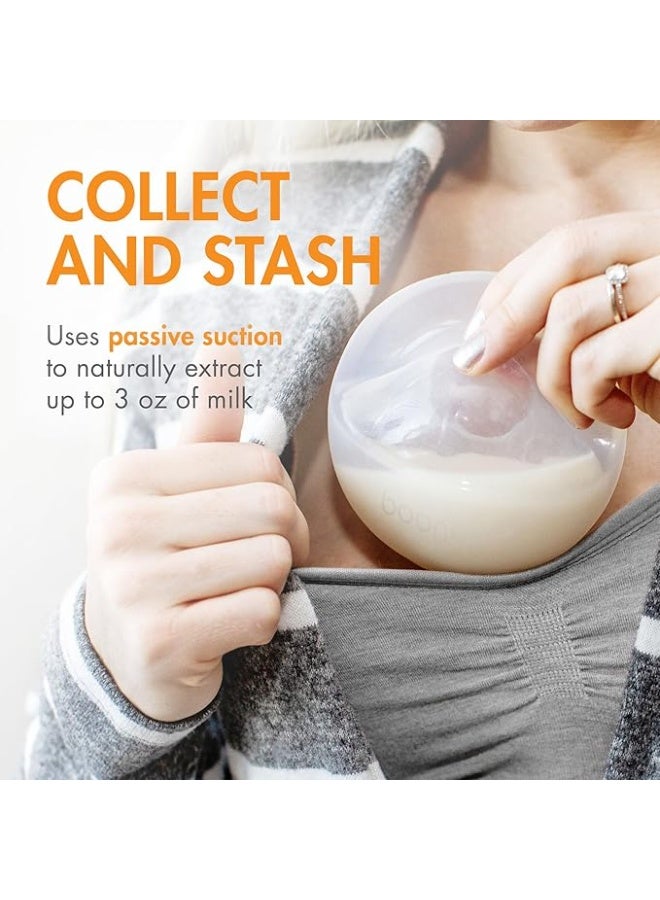 Boon TROVE Silicone Manual Breast Pump with Travel Pouch - Hands Free Breast Pump - Passive Breast Milk Collector Shell for Newborns - Breastfeeding Essentials - 2 Count Clear B11531 - Image 2
