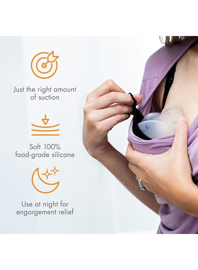 Boon TROVE Silicone Manual Breast Pump with Travel Pouch - Hands Free Breast Pump - Passive Breast Milk Collector Shell for Newborns - Breastfeeding Essentials - 2 Count Clear B11531 - Image 5