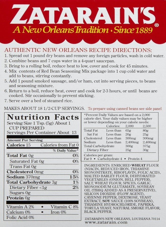 Zatarain's Red Bean Seasoning Mix - 2.4 oz - Image 2